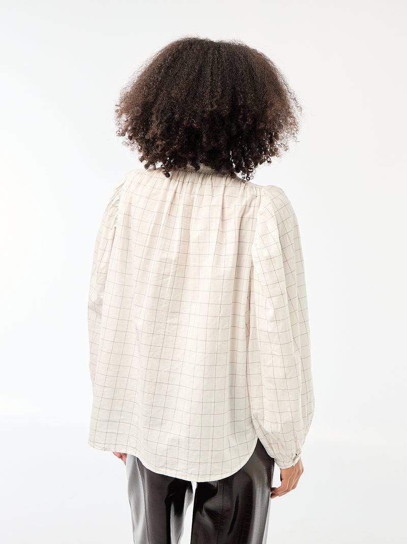 Blusa fluida con estampado de cuadros Blanco - Kiabi