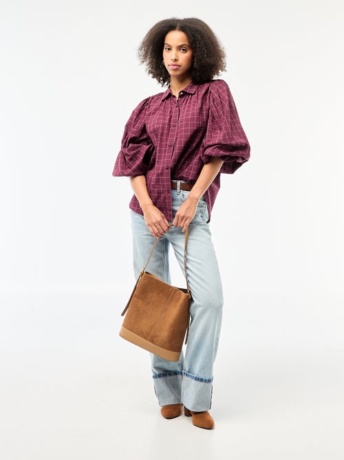 Blusa fluida con estampado de cuadros - Kiabi