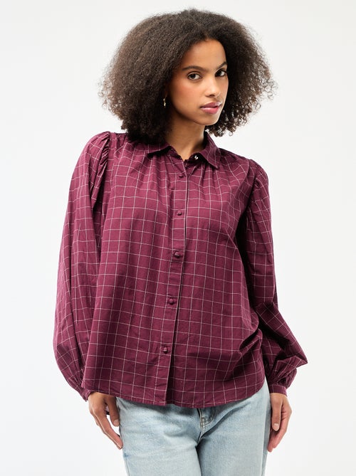 Blusa fluida con estampado de cuadros - Kiabi