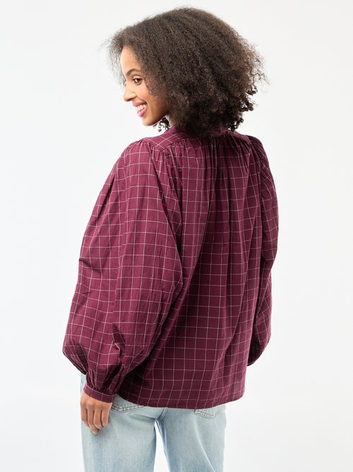 Blusa fluida con estampado de cuadros - Kiabi