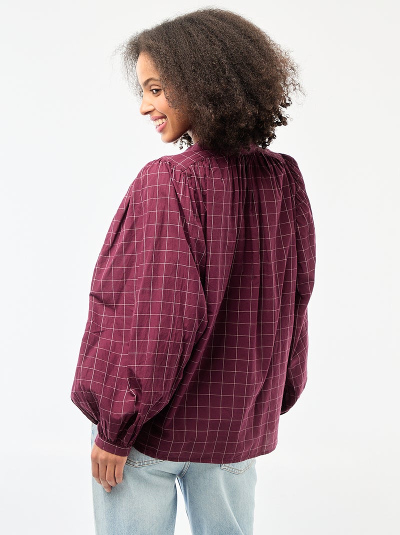 Blusa fluida con estampado de cuadros Rojo - Kiabi