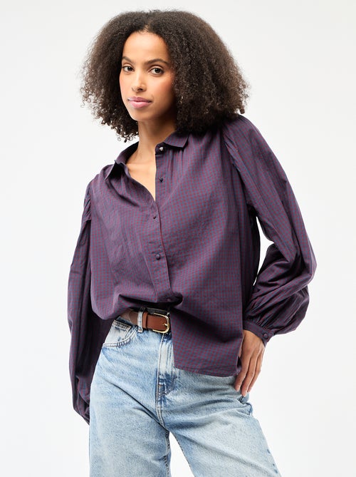 Blusa fluida con estampado vichy - Kiabi