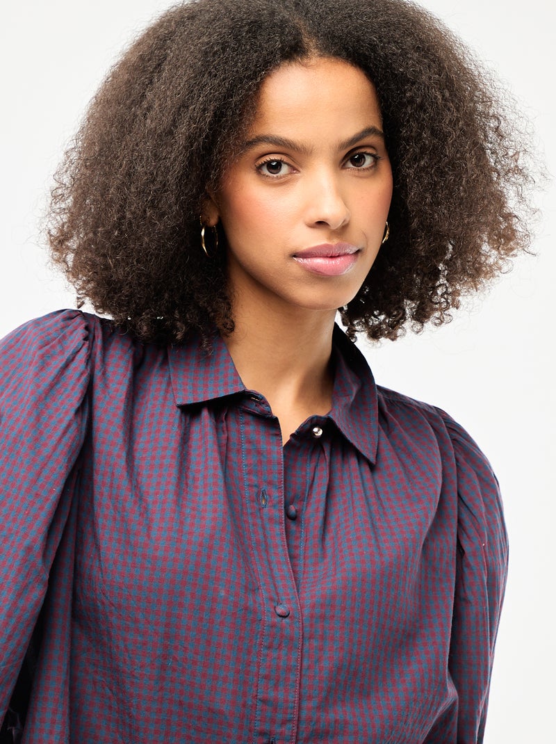 Blusa fluida con estampado vichy Azul - Kiabi