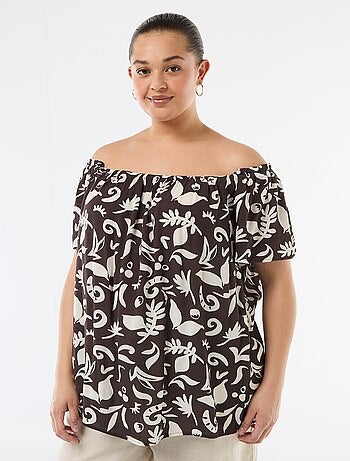 Blusa fluida crepé de manga corta