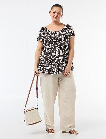 Blusa fluida crepé de manga corta