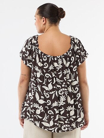 Blusa fluida crepé de manga corta