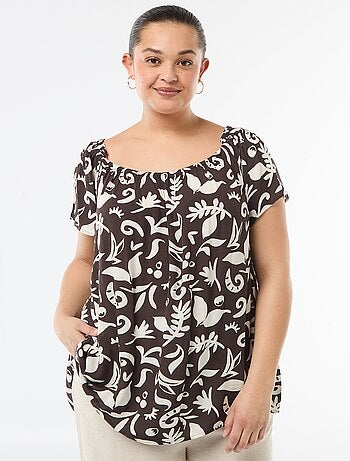 Blusa fluida crepé de manga corta