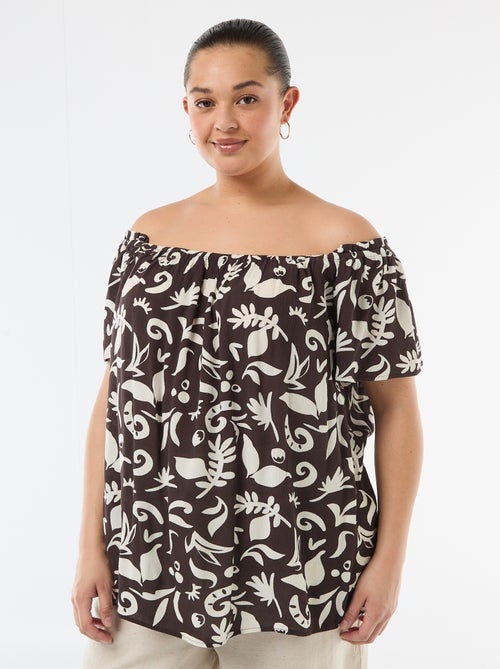 Blusa fluida crepé de manga corta - Kiabi