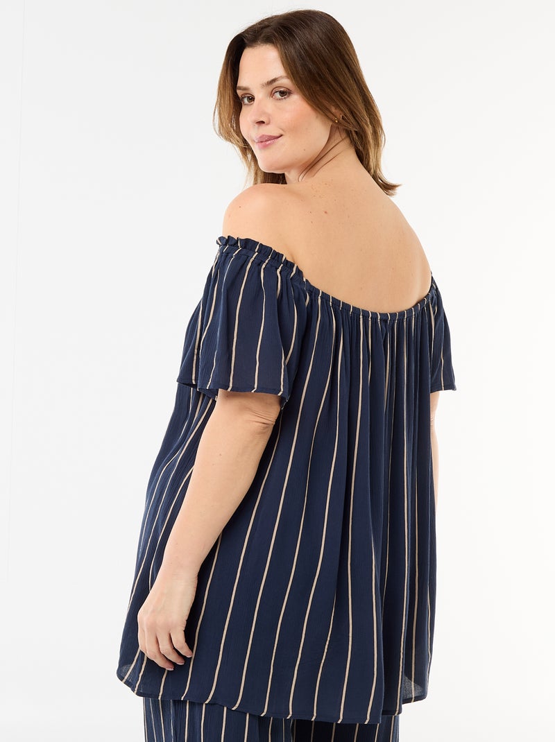 Blusa fluida crepé de manga corta Azul - Kiabi