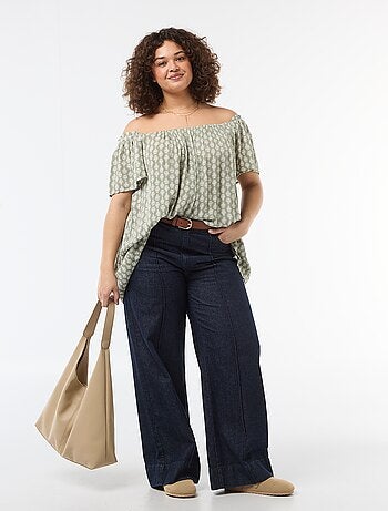 Blusa fluida crepé de manga corta