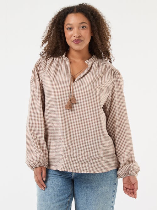 Blusa fluida cuadros vichy - Kiabi Blusa fluida cuadros vichy - Kiabi