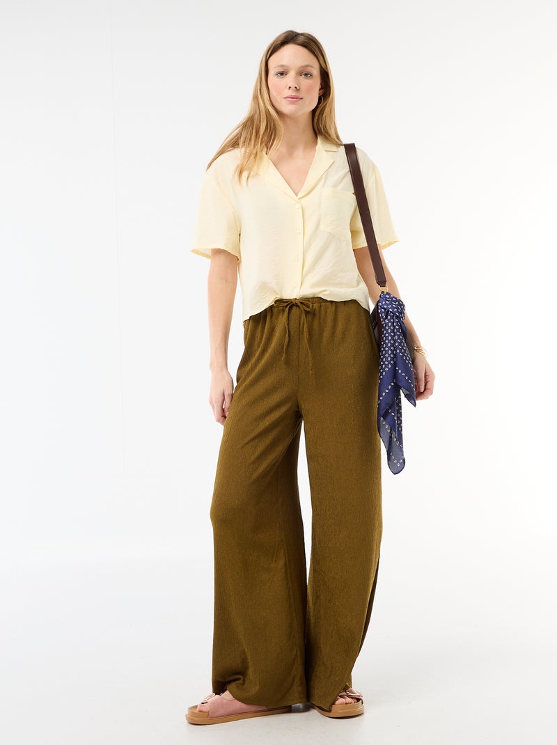 Blusa fluida de manga corta Amarillo - Kiabi