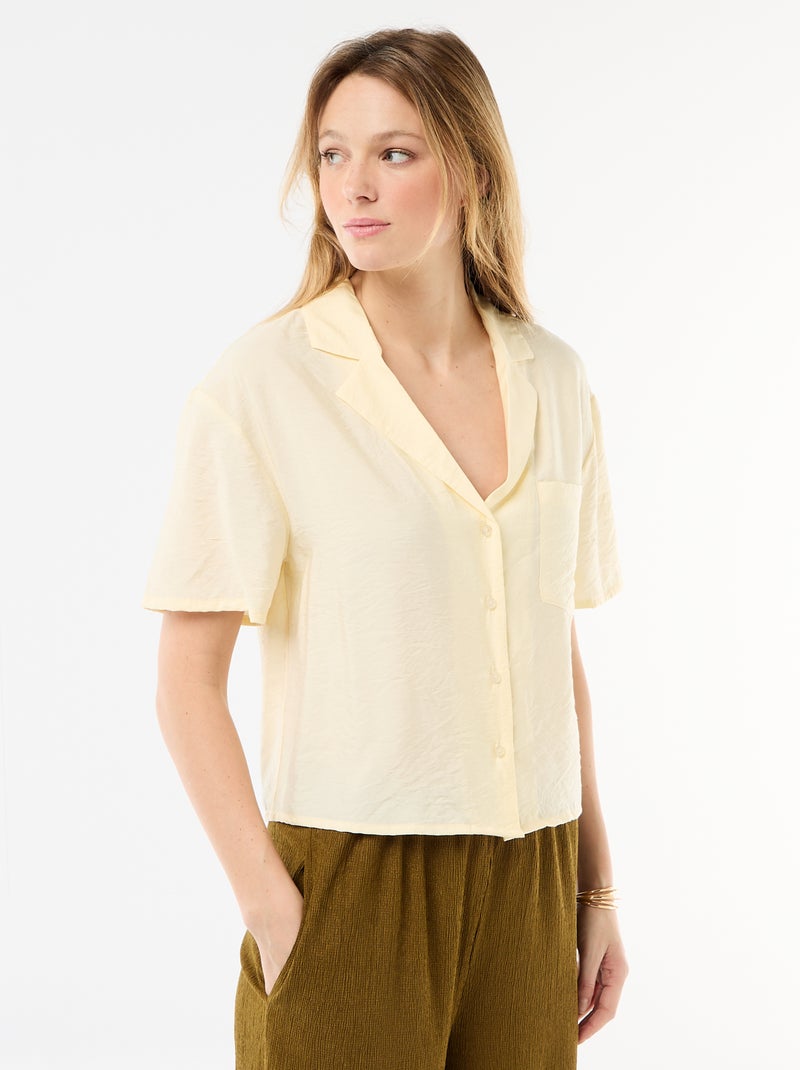 Blusa fluida de manga corta Amarillo - Kiabi