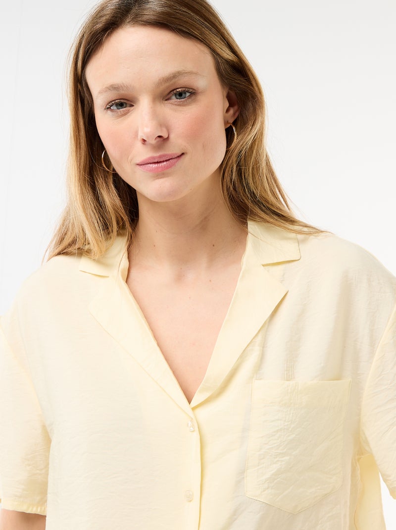 Blusa fluida de manga corta Amarillo - Kiabi