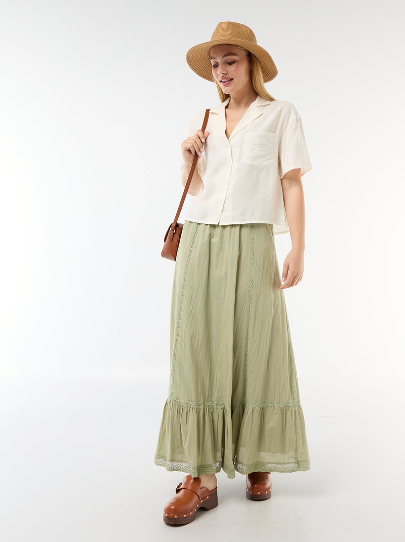 Blusa fluida de manga corta Blanco - Kiabi