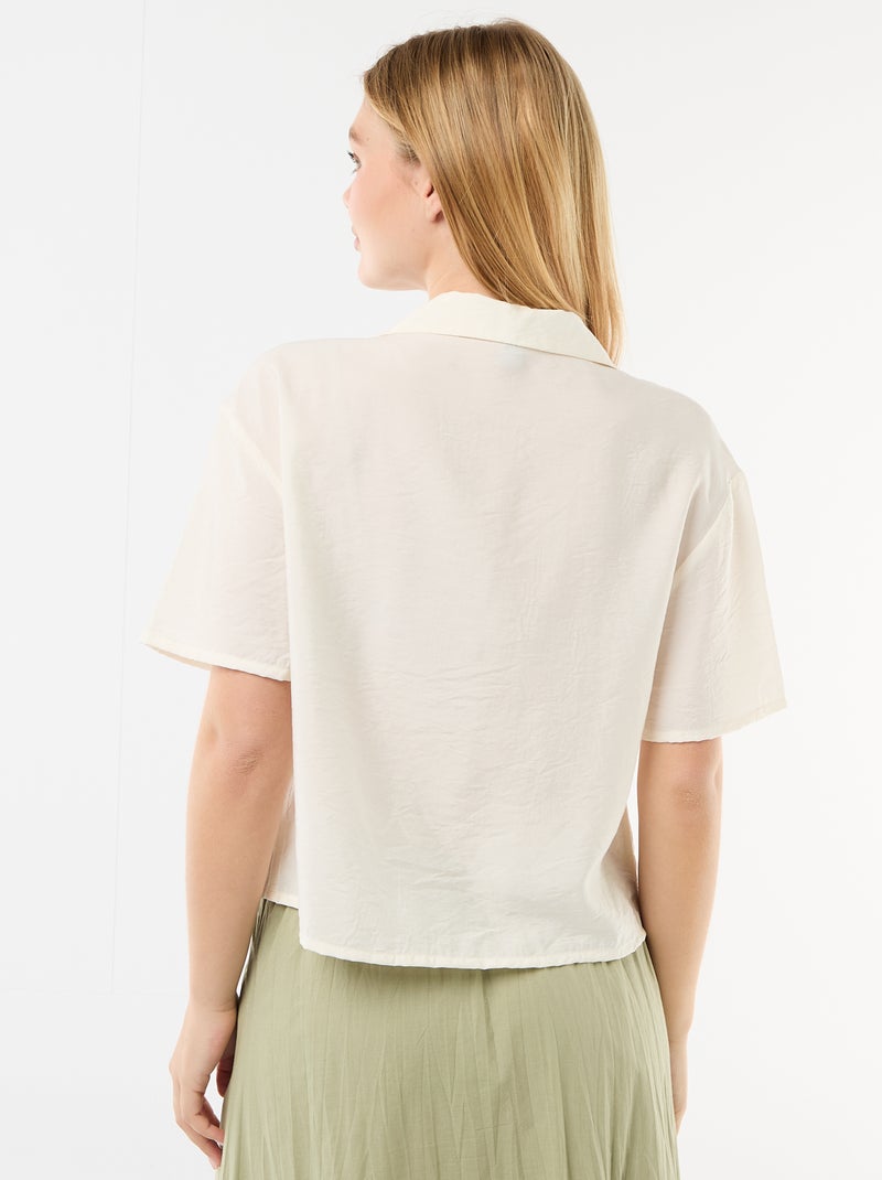 Blusa fluida de manga corta Blanco - Kiabi