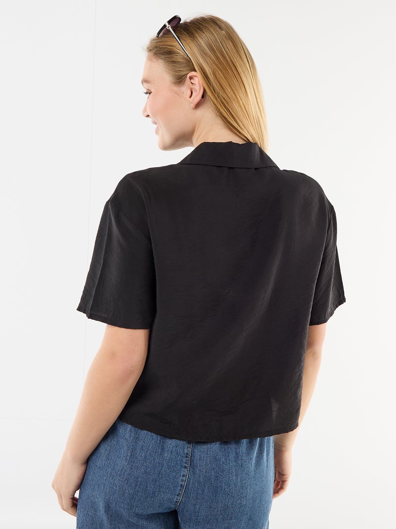Blusa fluida de manga corta Negro - Kiabi
