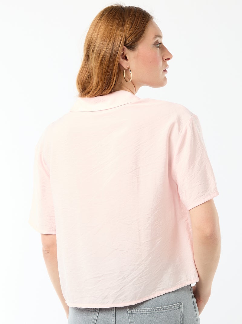 Blusa fluida de manga corta Rosa - Kiabi