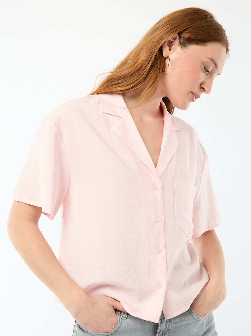 Blusa fluida de manga corta Rosa - Kiabi