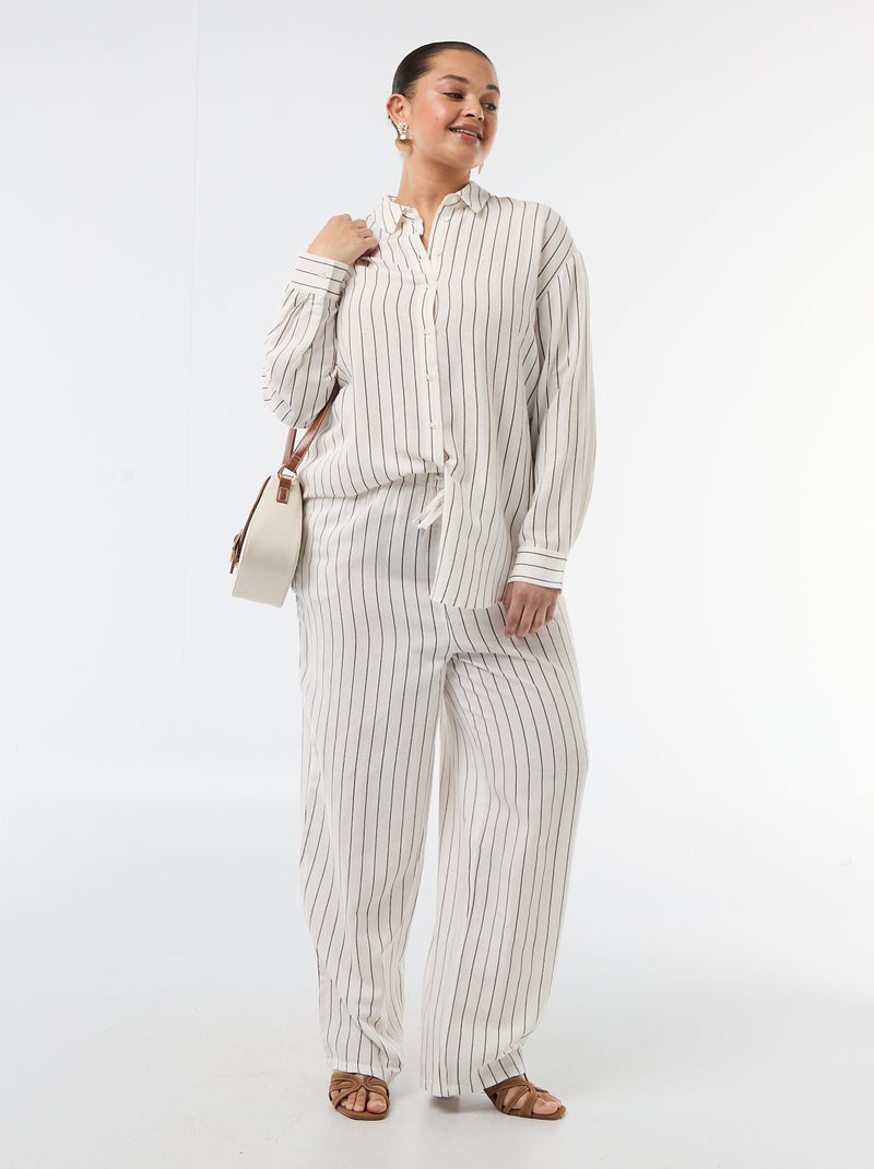 Blusa fluida de manga larga Blanco - Kiabi