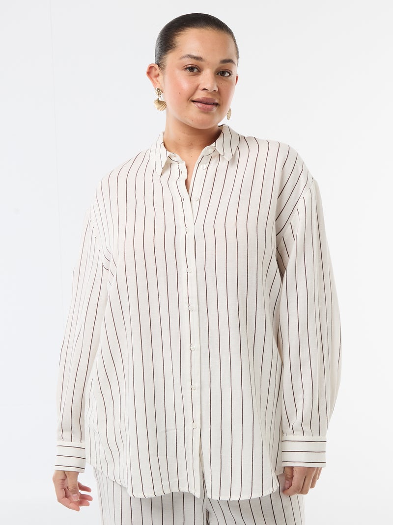 Blusa fluida de manga larga Blanco - Kiabi