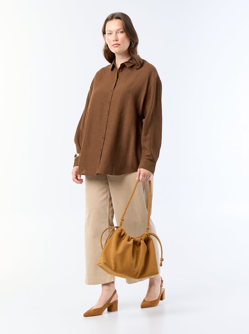 Blusa fluida de manga larga Marron - Kiabi
