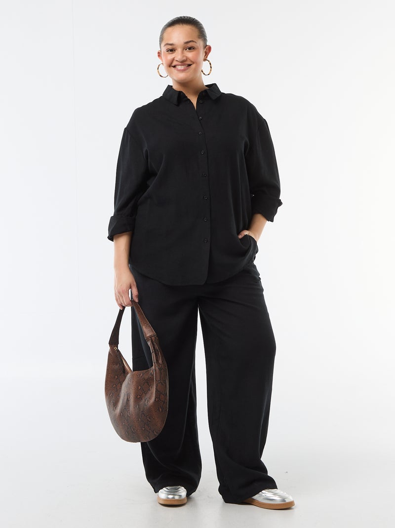 Blusa fluida de manga larga Negro - Kiabi