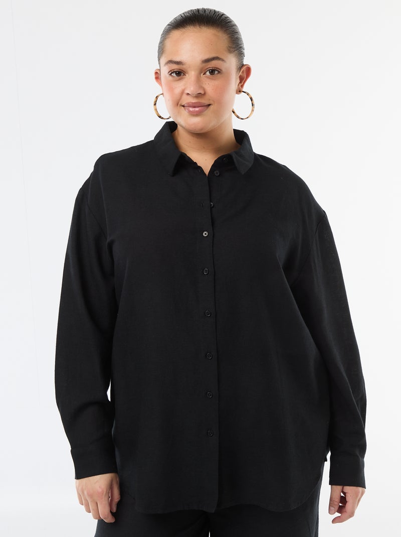 Blusa fluida de manga larga Negro - Kiabi