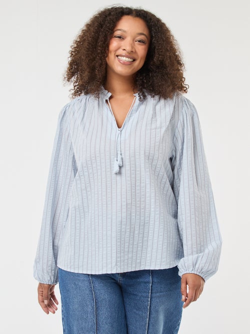 Blusa fluida de rayas finas - Kiabi Blusa fluida de rayas finas - Kiabi