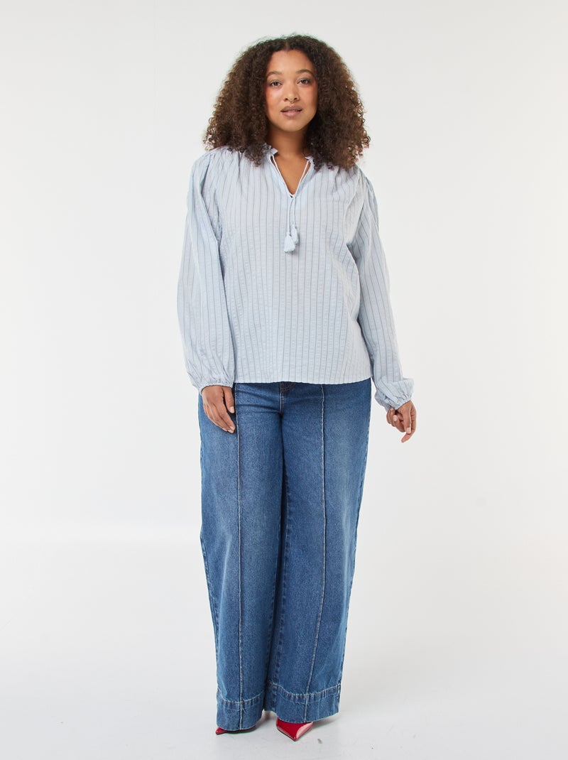 Blusa fluida de rayas finas Azul - Kiabi