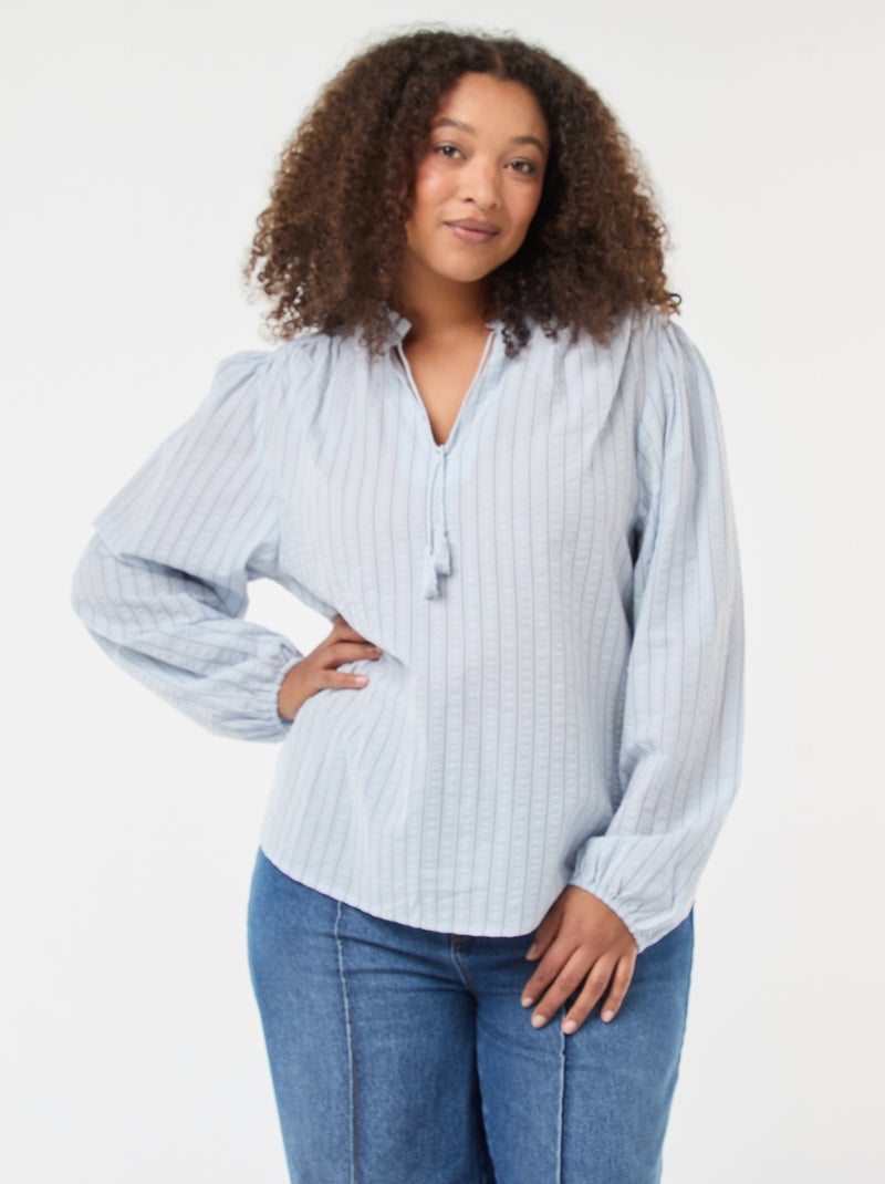 Blusa fluida de rayas finas Azul - Kiabi