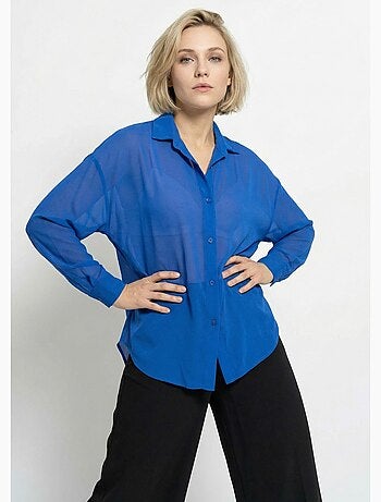 Blusa fluida de voile con mangas largas - Afibel