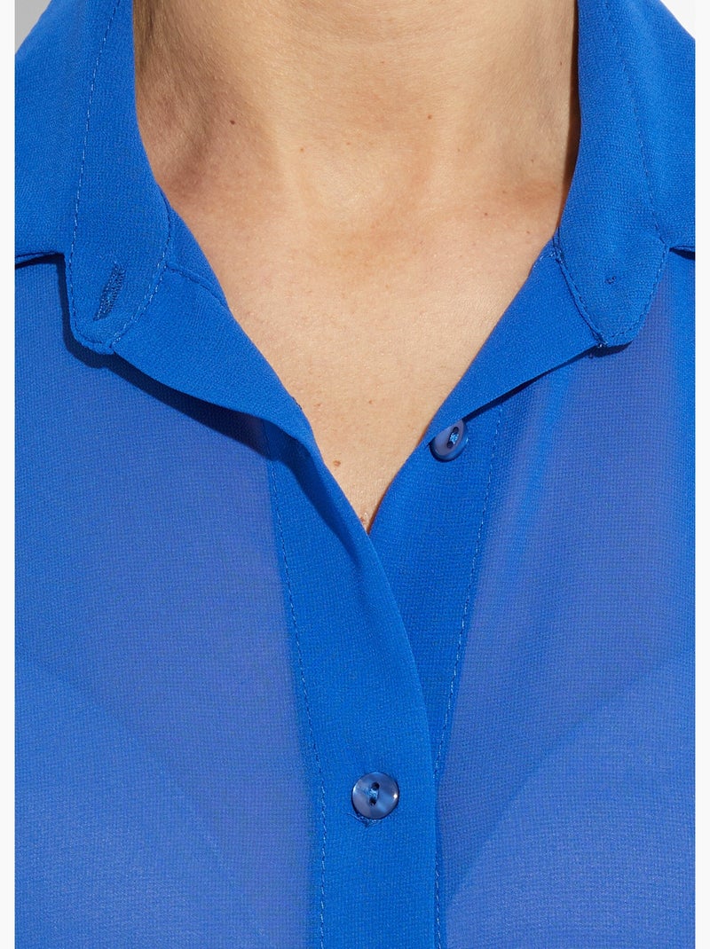 Blusa fluida de voile con mangas largas - Afibel Azul - Kiabi