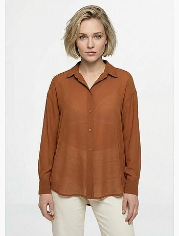 Blusa fluida de voile con mangas largas - Afibel