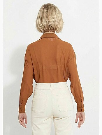Blusa fluida de voile con mangas largas - Afibel