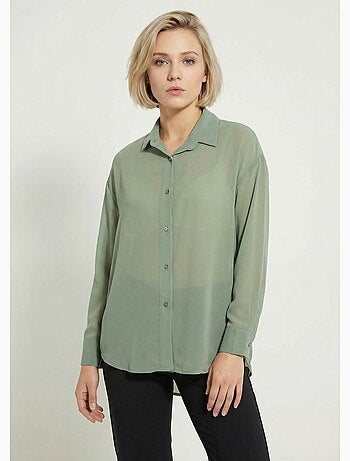 Blusa fluida de voile con mangas largas - Afibel