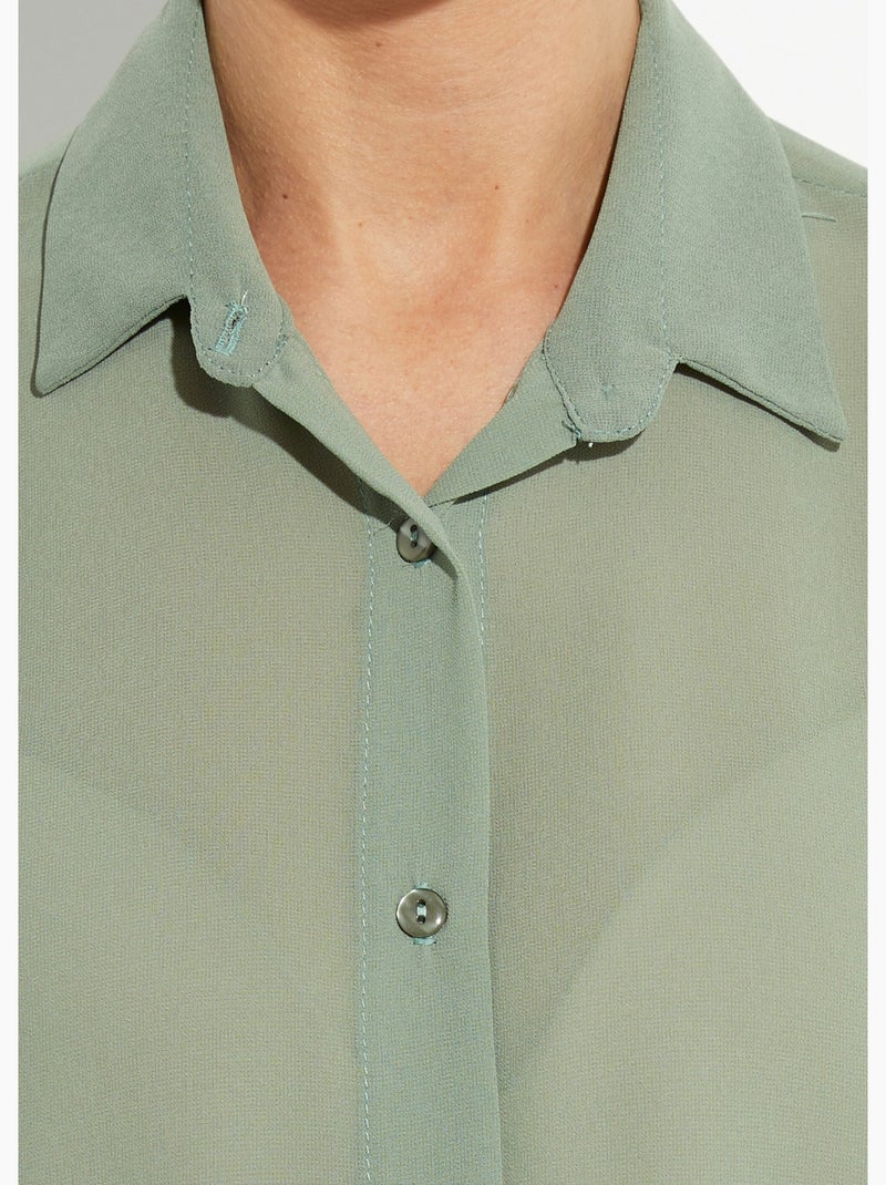 Blusa fluida de voile con mangas largas - Afibel Caqui - Kiabi