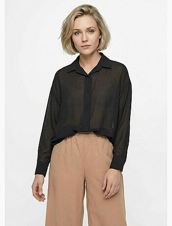 Blusa fluida de voile con mangas largas - Afibel