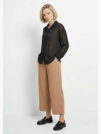 Blusa fluida de voile con mangas largas - Afibel