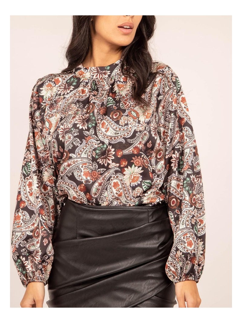 Blusa fluida estampada FABUS Negro - Kiabi