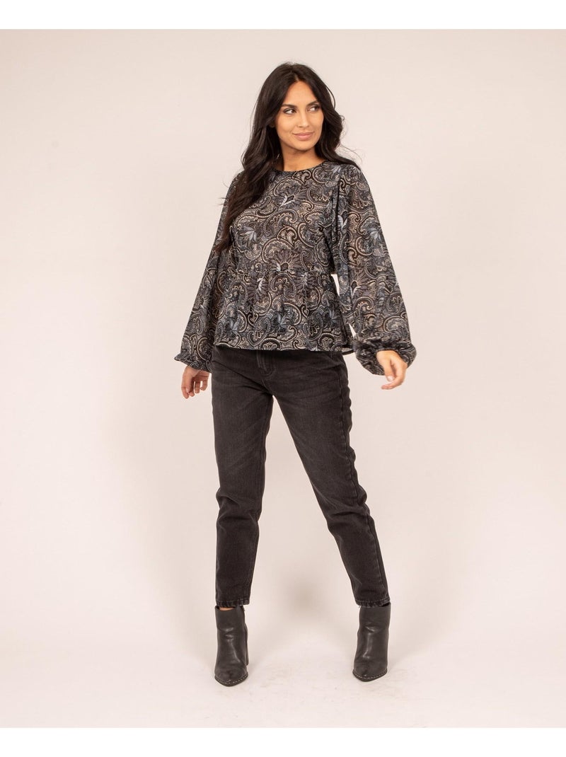 Blusa fluida estampada FARAH Azul - Kiabi