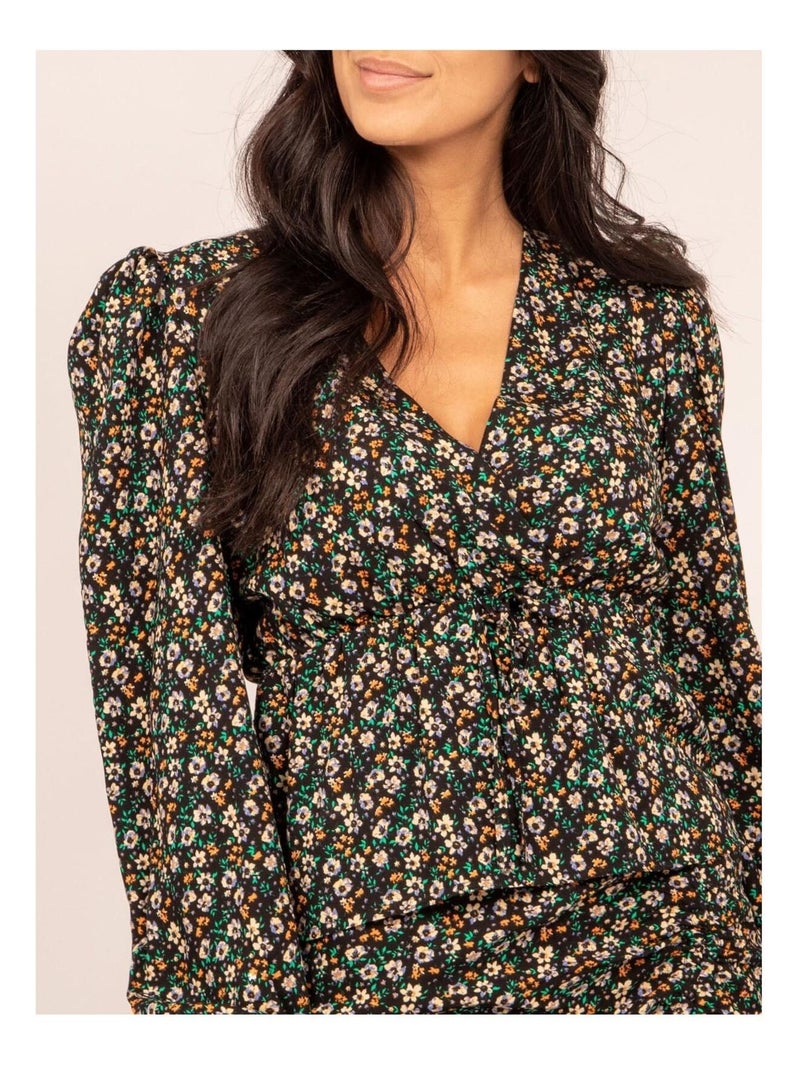 Blusa fluida estampada FERINE Negro - Kiabi
