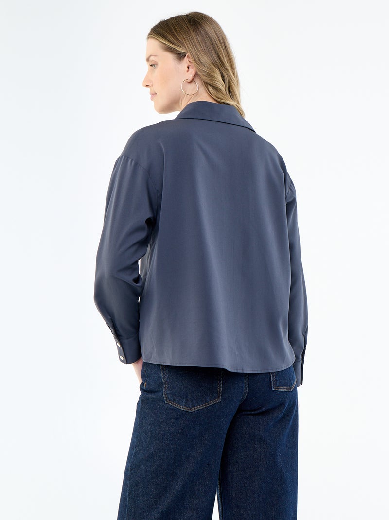 Blusa fluida lisa Azul - Kiabi