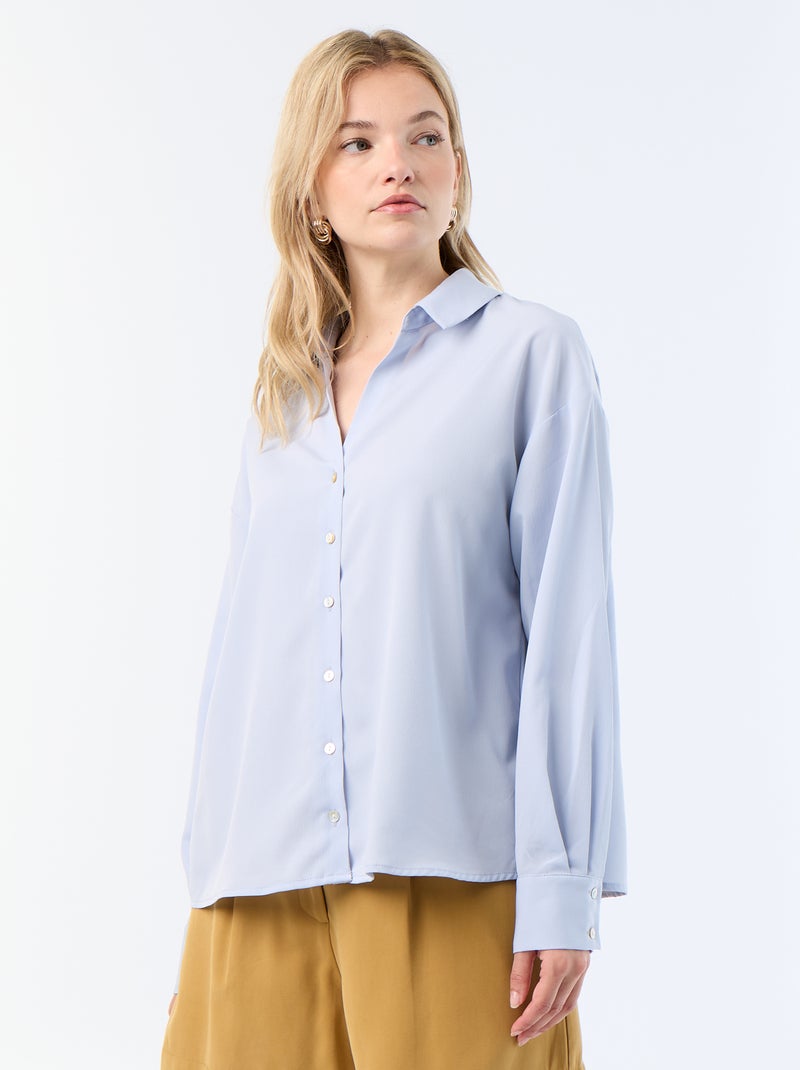 Blusa fluida lisa Azul - Kiabi