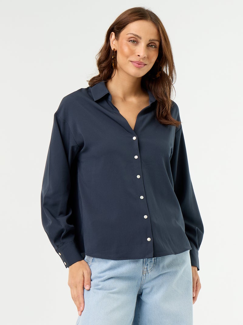 Blusa fluida lisa Azul - Kiabi