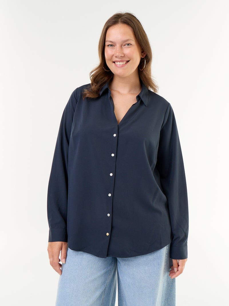 Blusa fluida lisa Azul - Kiabi