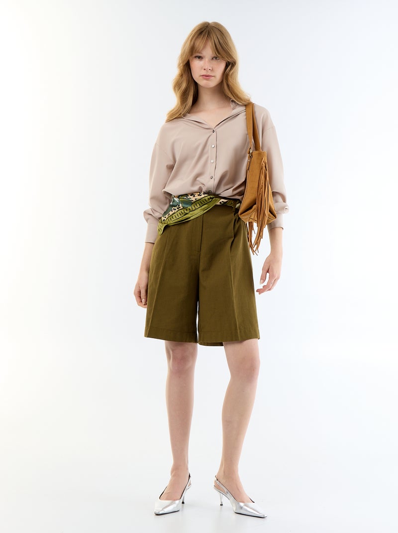 Blusa fluida lisa Beige - Kiabi