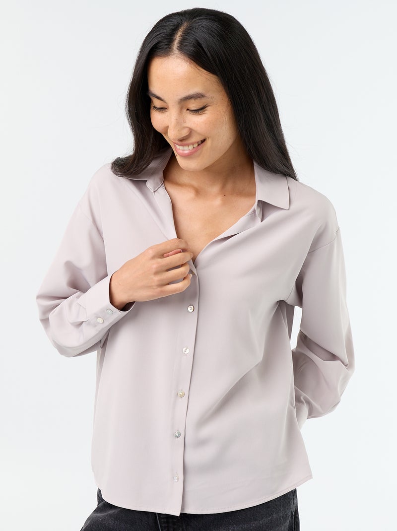 Blusa fluida lisa Beige - Kiabi