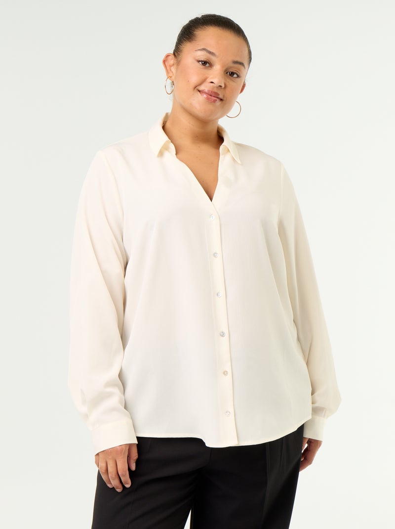 Blusa fluida lisa Beige - Kiabi