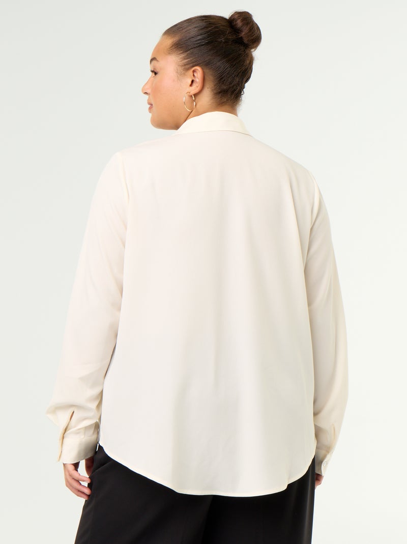 Blusa fluida lisa Beige - Kiabi